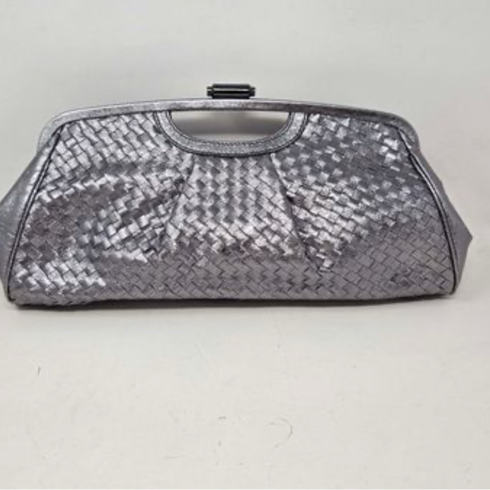 Elliott Lucca Silver Woven Clutch